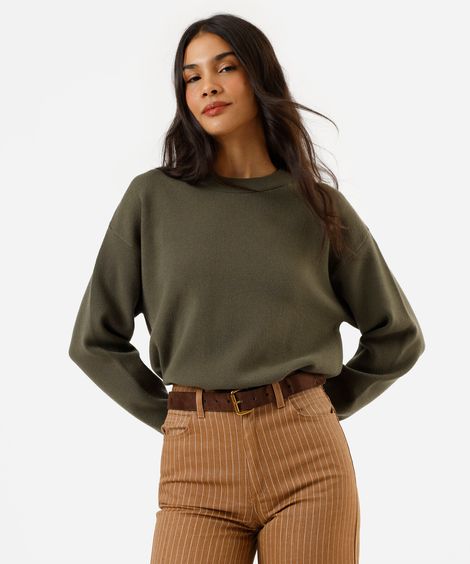 suéter feminino de tricot verde