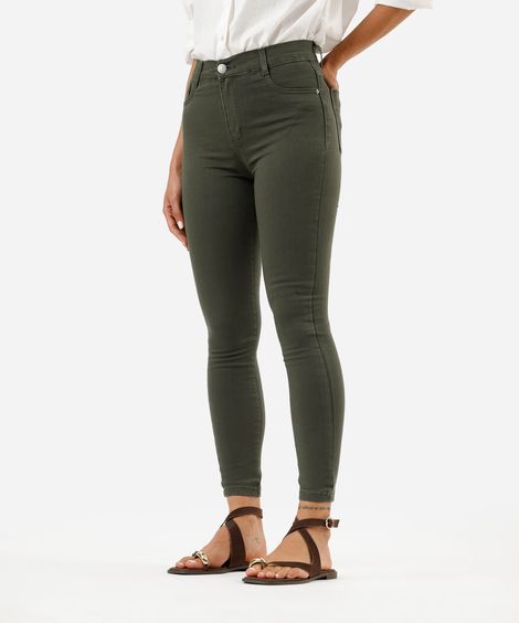 calça skinny feminina de sarja sawary verde