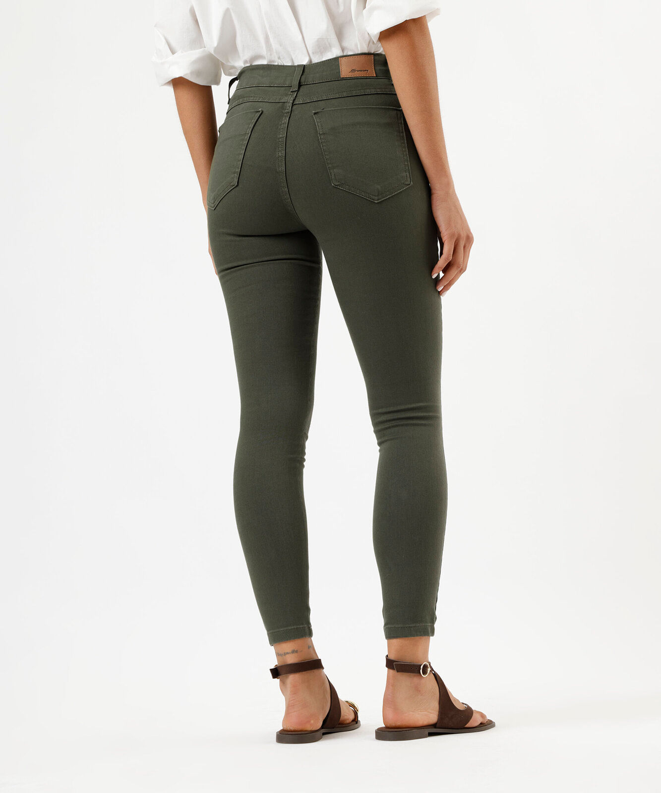 calça skinny feminina de sarja sawary verde