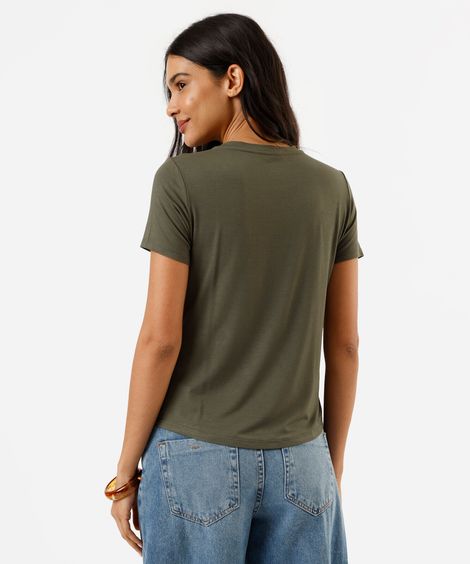 blusa feminina de viscose manga curta floral verde