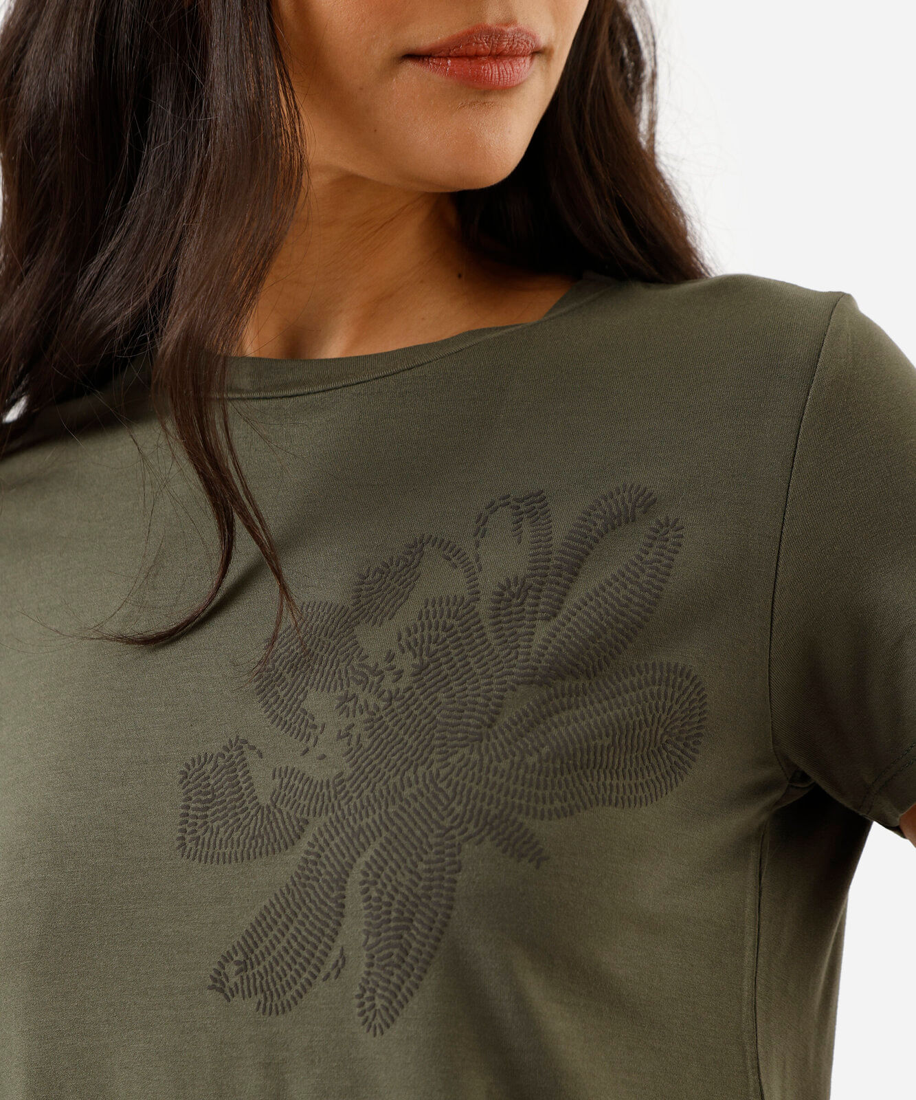 blusa feminina de viscose manga curta floral verde