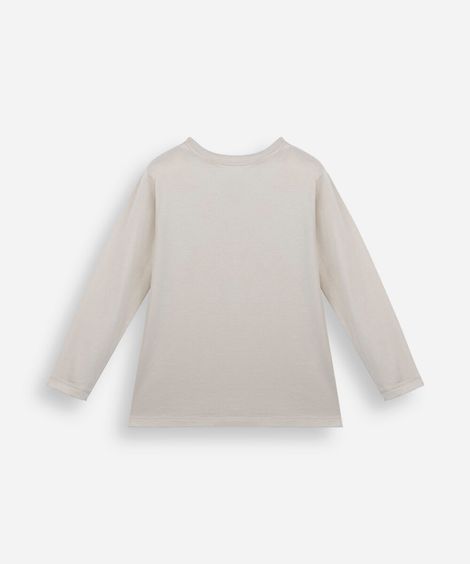 camiseta infantil de algodão manga longa mario bros bege