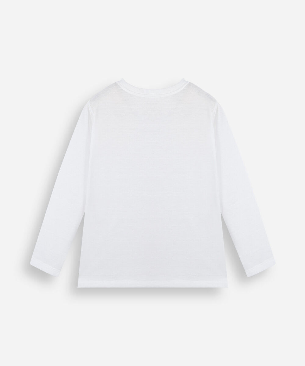 camiseta infantil de algodão manga longa mario bros off white