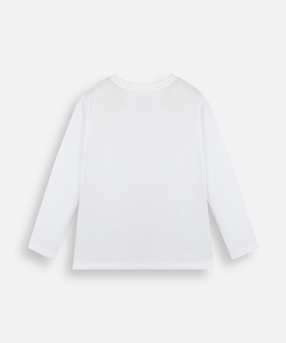 camiseta infantil com algodão manga longa mario bros off white