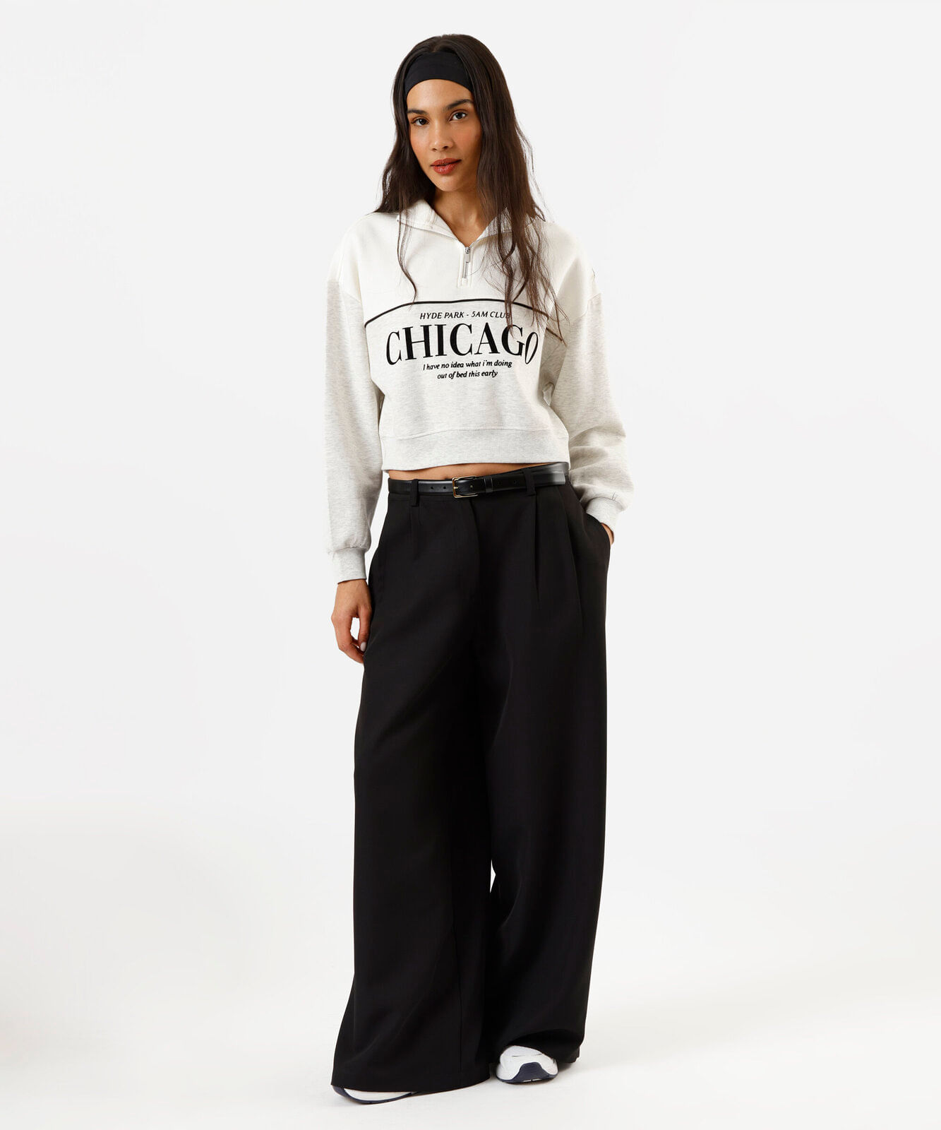 blusão de moletom feminino chicago off white