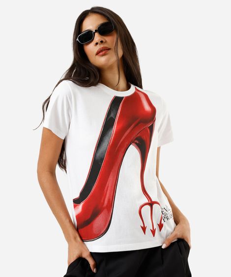 camiseta feminina de algodão o diabo veste prada off white