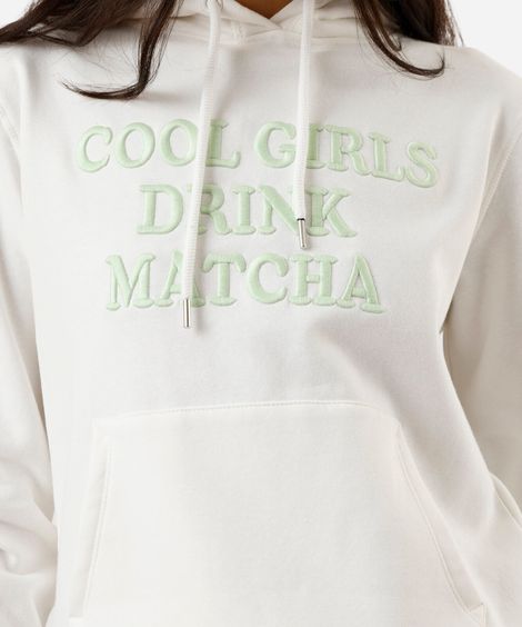 blusão de moletom feminino bordado off white