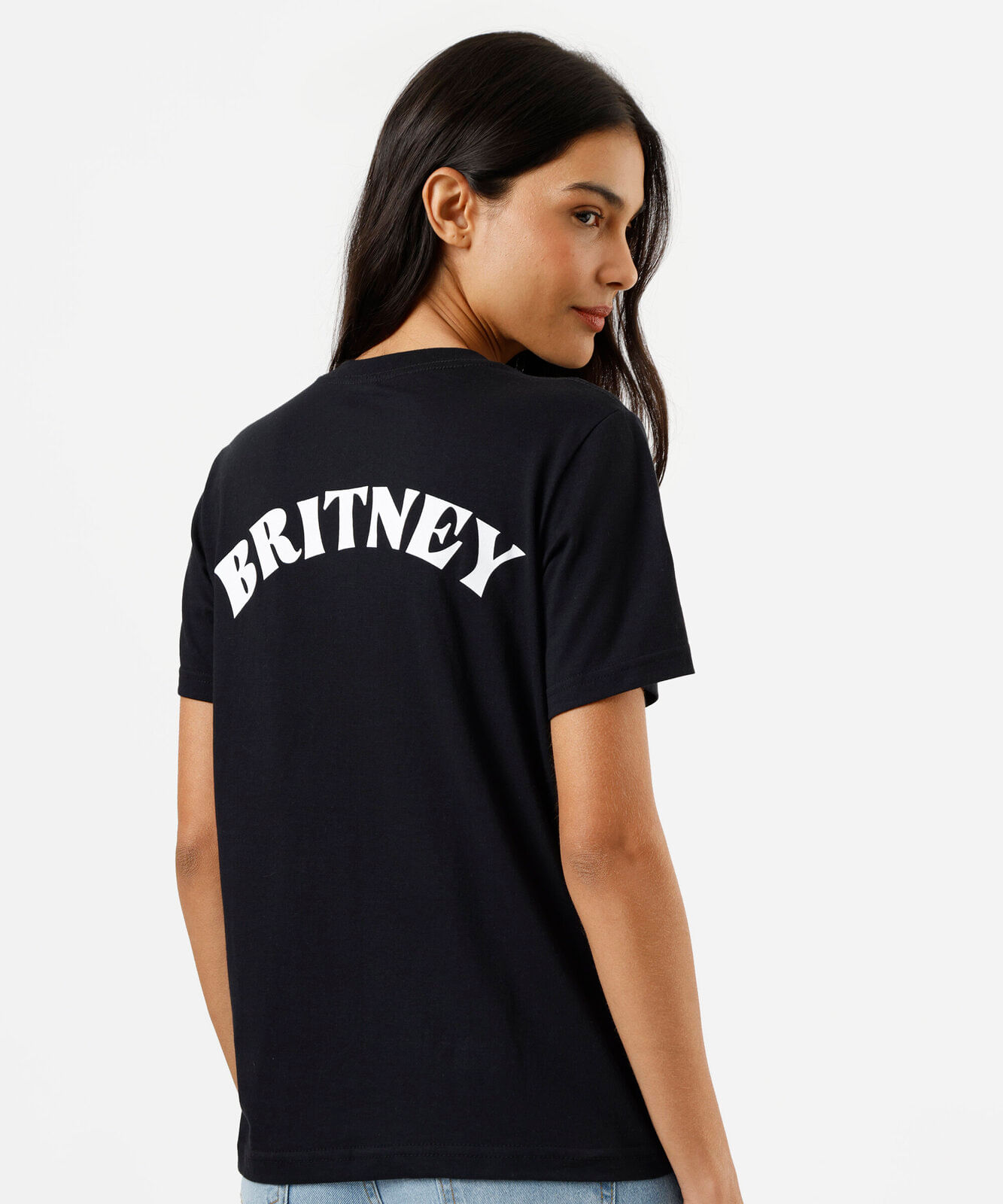 camiseta feminina de algodão manga curta britney spears preta