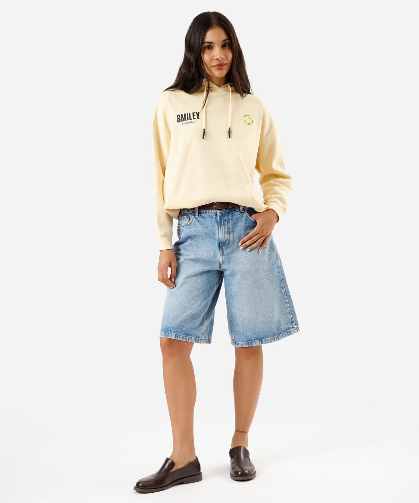 blusão de moletom feminino smiley amarelo