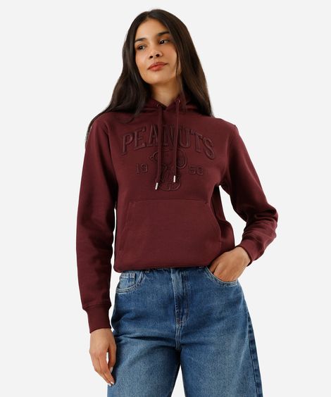 blusa de moletom feminina com capuz snoopy vinho