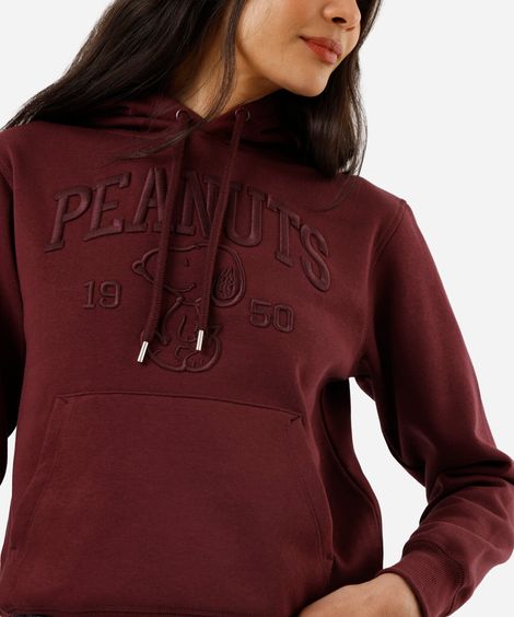 blusa de moletom feminina com capuz snoopy vinho