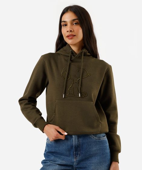 blusa feminina de moletom snoopy verde