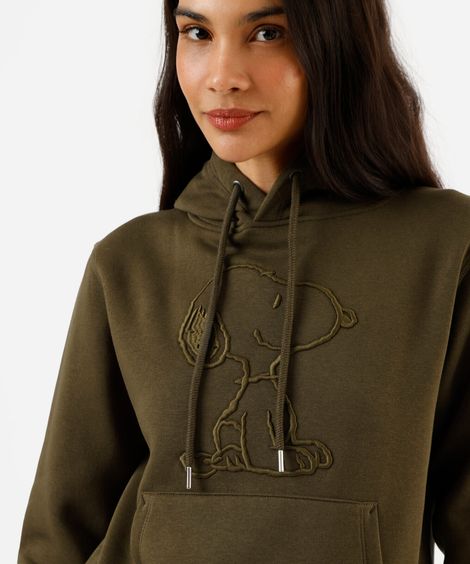 blusa feminina de moletom snoopy verde
