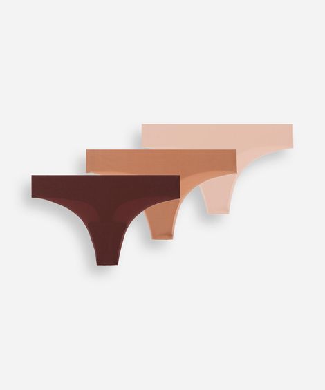 kit de 3 calcinhas fio dental feminina de poliamida corte a fio colorido