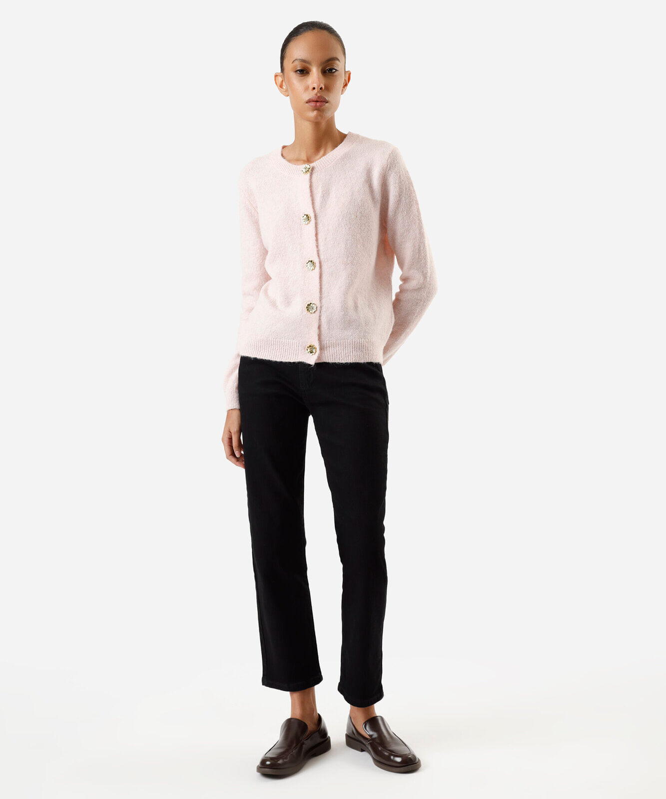 calça slim feminina jeans cintura alta preta