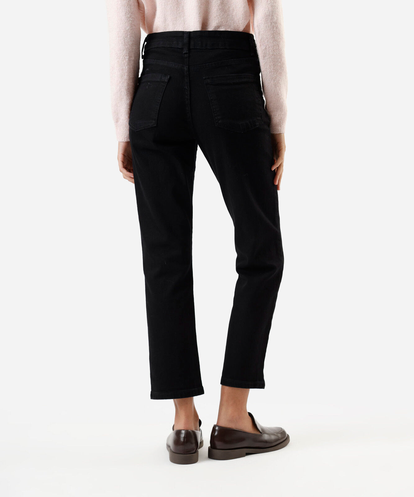 calça slim feminina jeans cintura alta preta