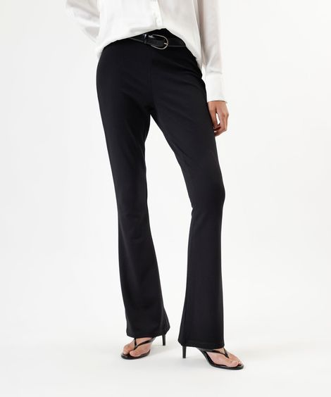 calça flare feminina com viscose cós elástico preta