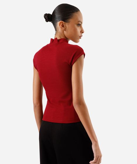 blusa muscle tee feminina gola alta canelada básica vermelha