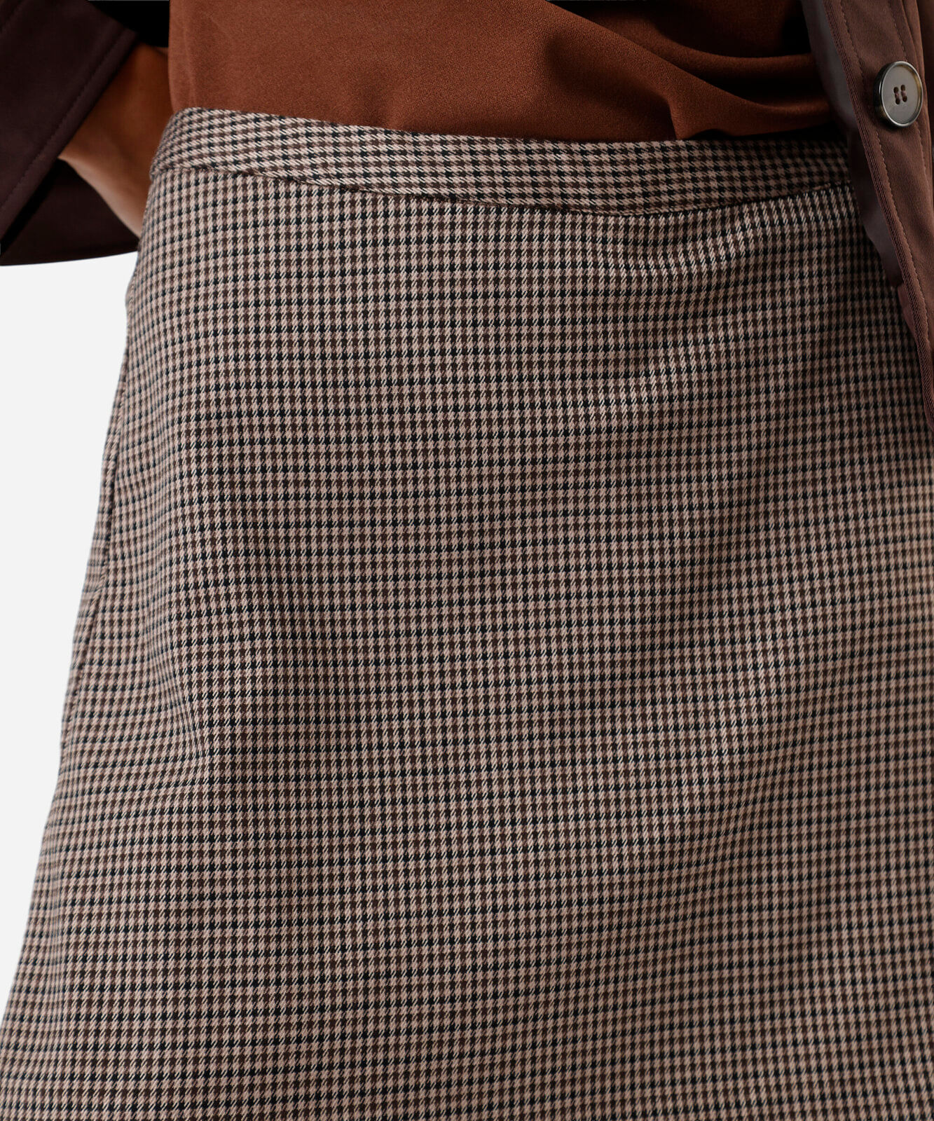 short saia de alfaiataria feminino pied de poule marrom