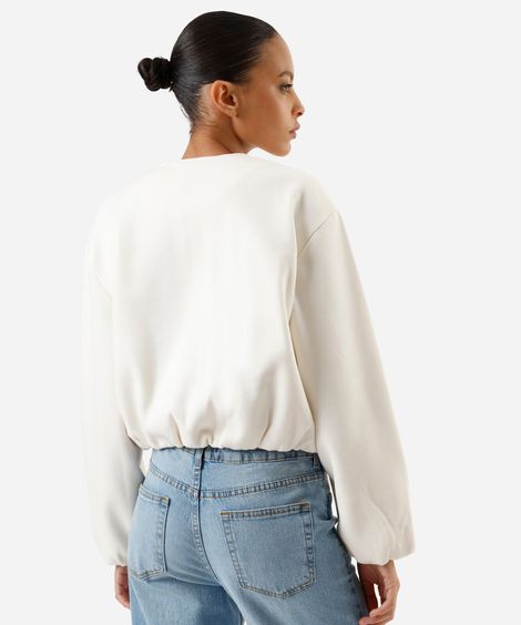 jaqueta balonê feminina texturizada bege