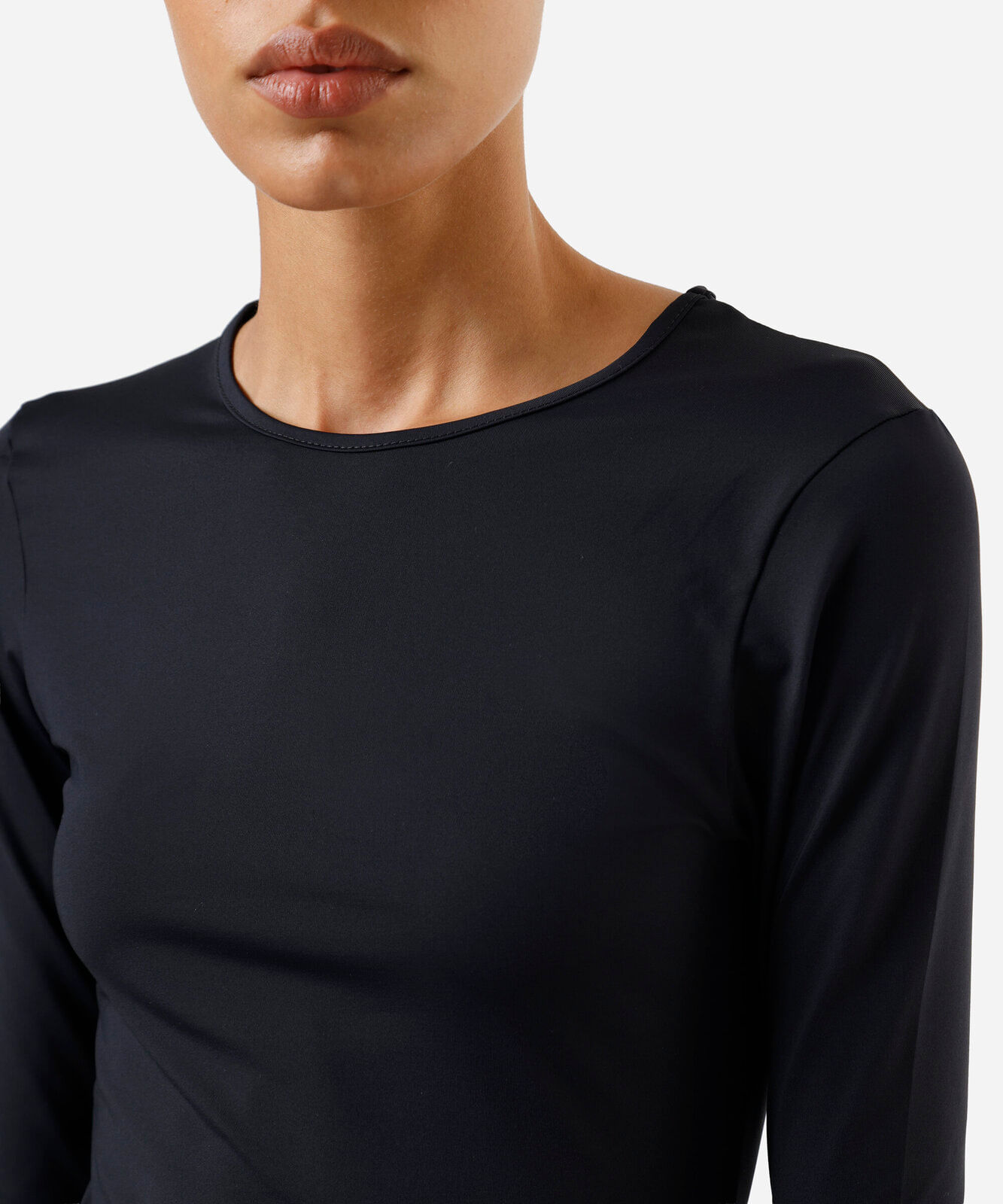 vestido midi feminino de poliamida manga longa preto