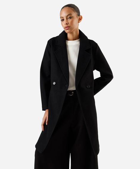 casaco trench coat feminino com faixa texturizado preto