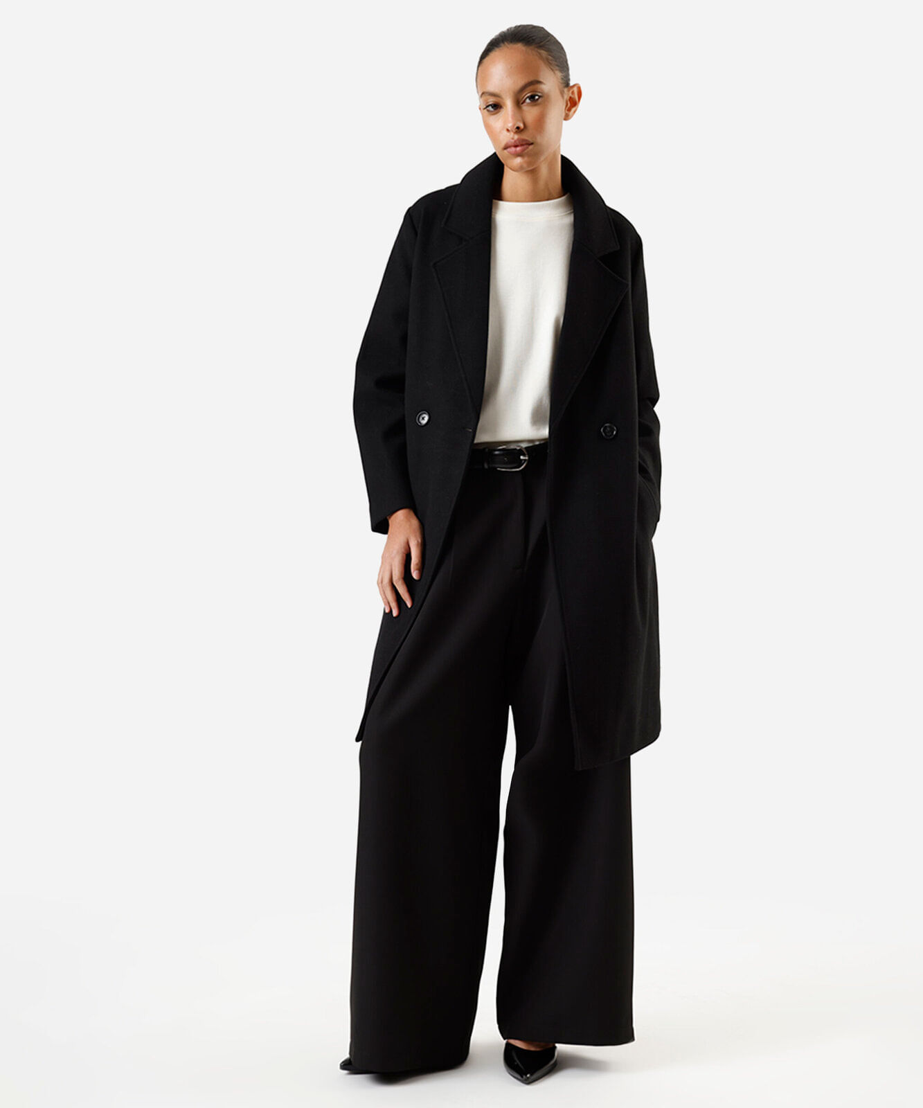 casaco trench coat feminino com faixa texturizado preto
