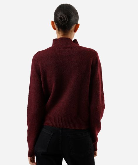suéter feminino de tricot gola alta vinho