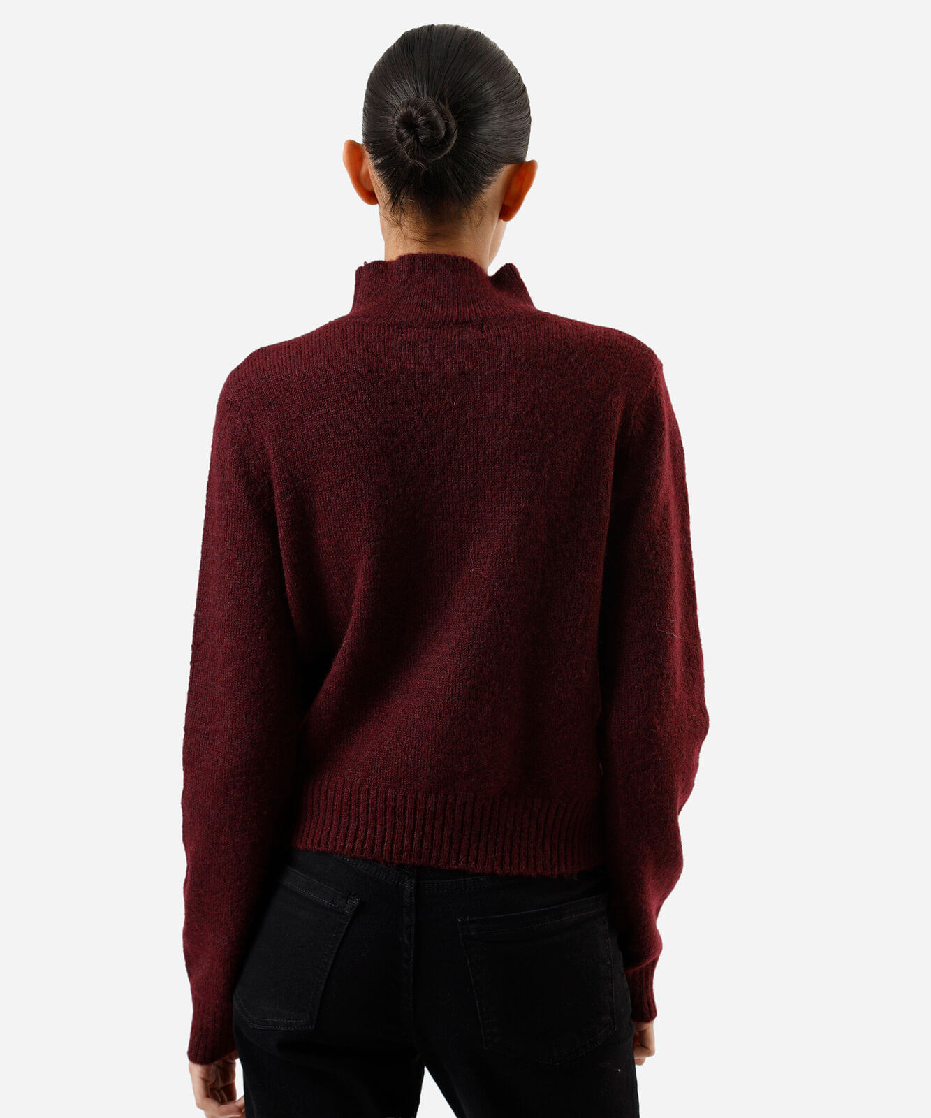 suéter feminino de tricot gola alta vinho