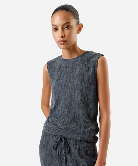 regata básica feminina texturizada azul