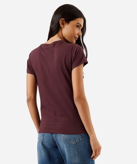 camiseta feminina de algodão mulher maravilha vinho