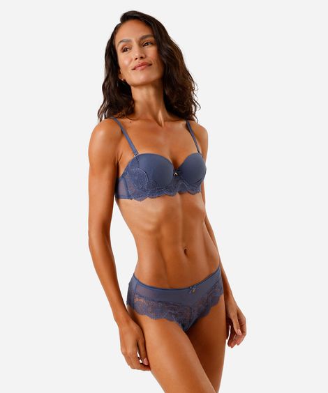 kit de 2 calcinhas caleçon feminino com renda floral colorido