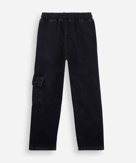 calça jogger cargo infantil jeans preta