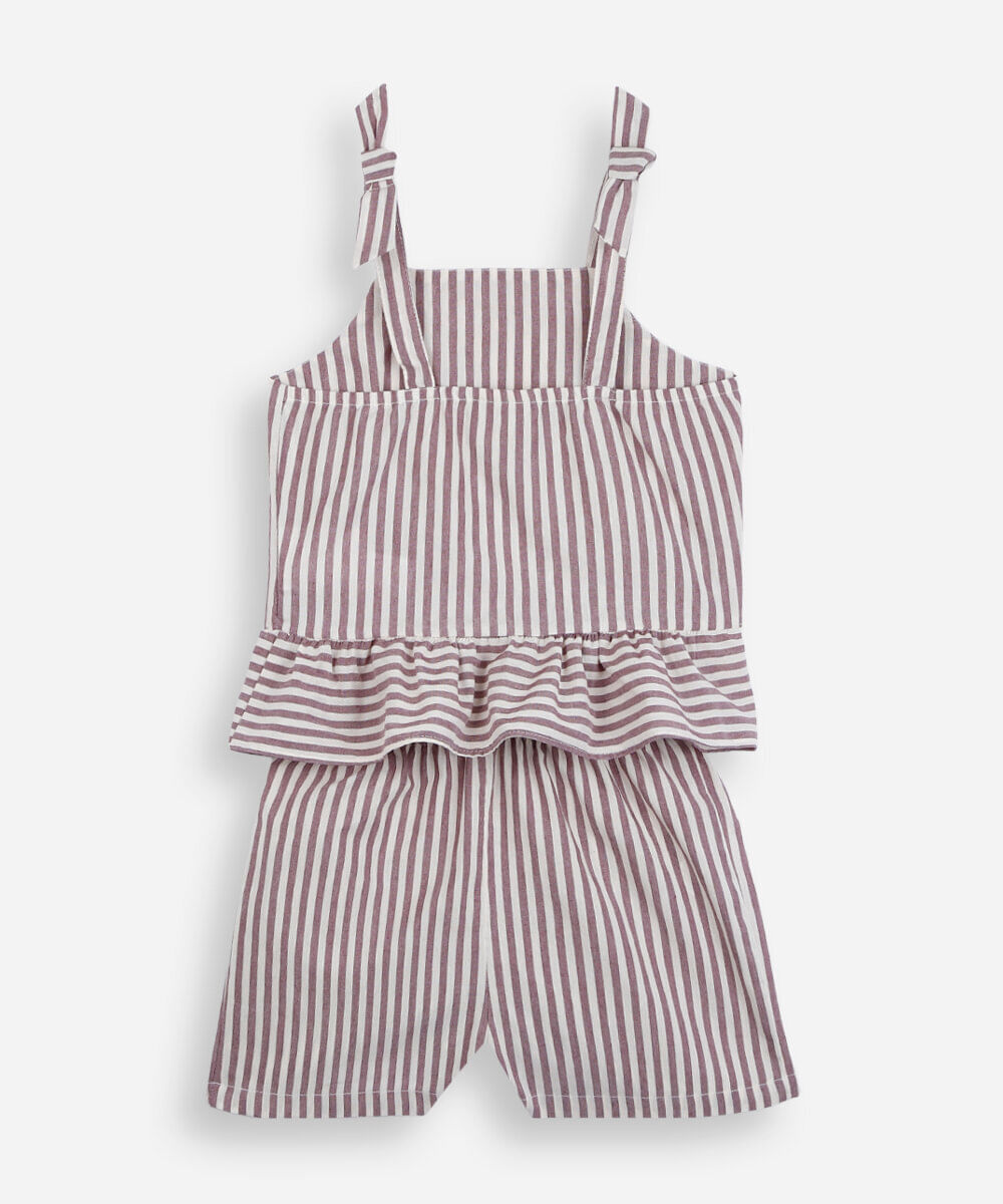 conjunto curto infantil com algodão listrado colorido