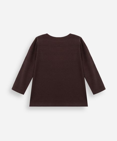 camiseta infantil com bolso manga longa marrom