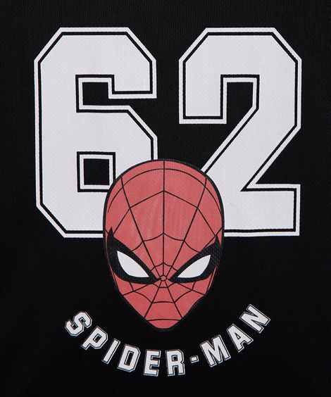 camiseta infantil manga curta com recorte homem aranha preta