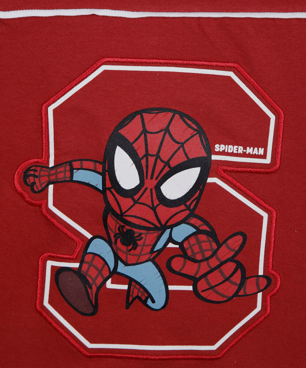 camiseta infantil de algodão manga longa homem aranha vermelha
