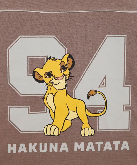 camiseta infantil de algodão manga curta simba bege