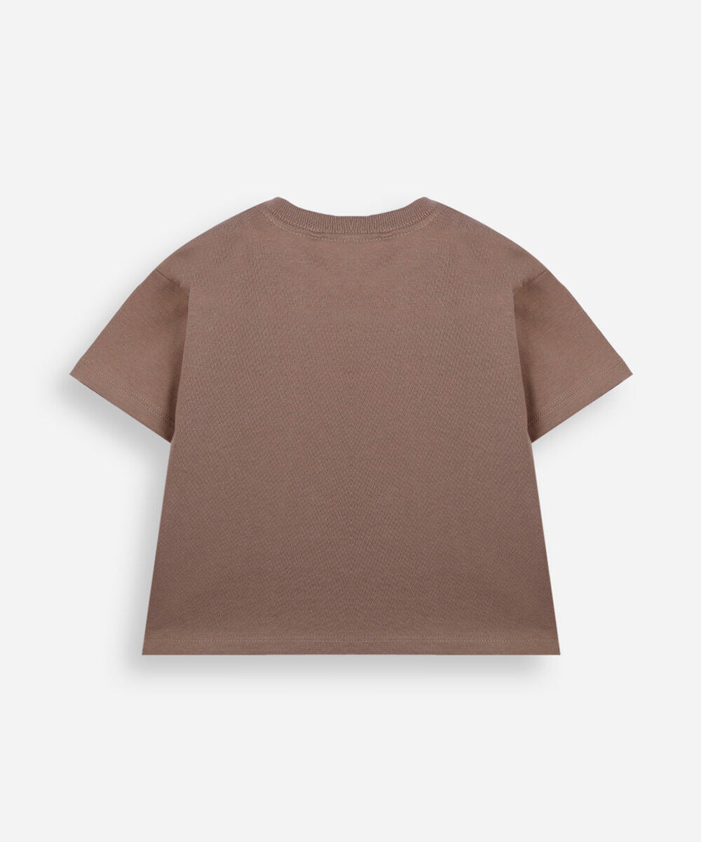 camiseta infantil de algodão manga curta simba bege