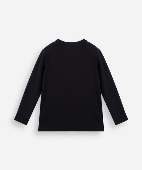 camiseta infantil com algodão manga longa canelada minecraft preta