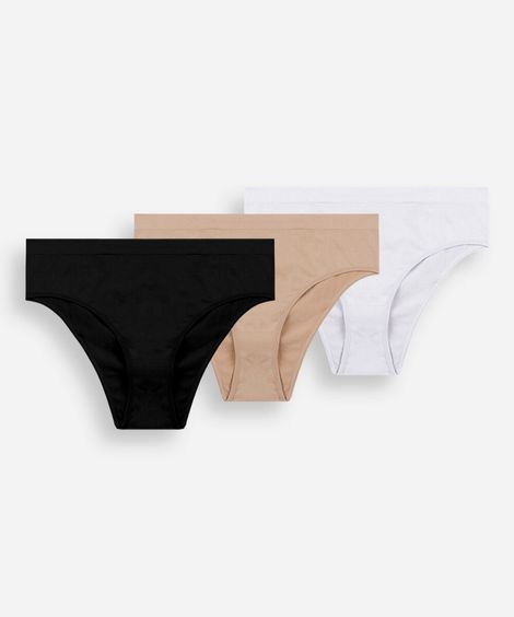 kit de 3 calcinhas biquíni feminina plus size plus size colorido