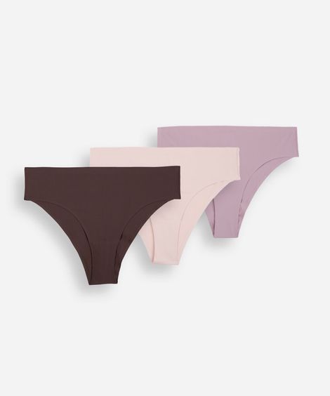 kit de 3 calcinhas femininas biquíni plus size colorido