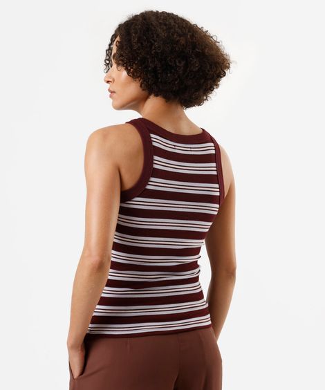 regata feminina canelada halterneck listrada vinho