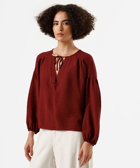 bata feminina com viscose manga longa vinho