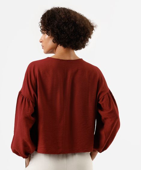bata feminina com viscose manga longa vinho