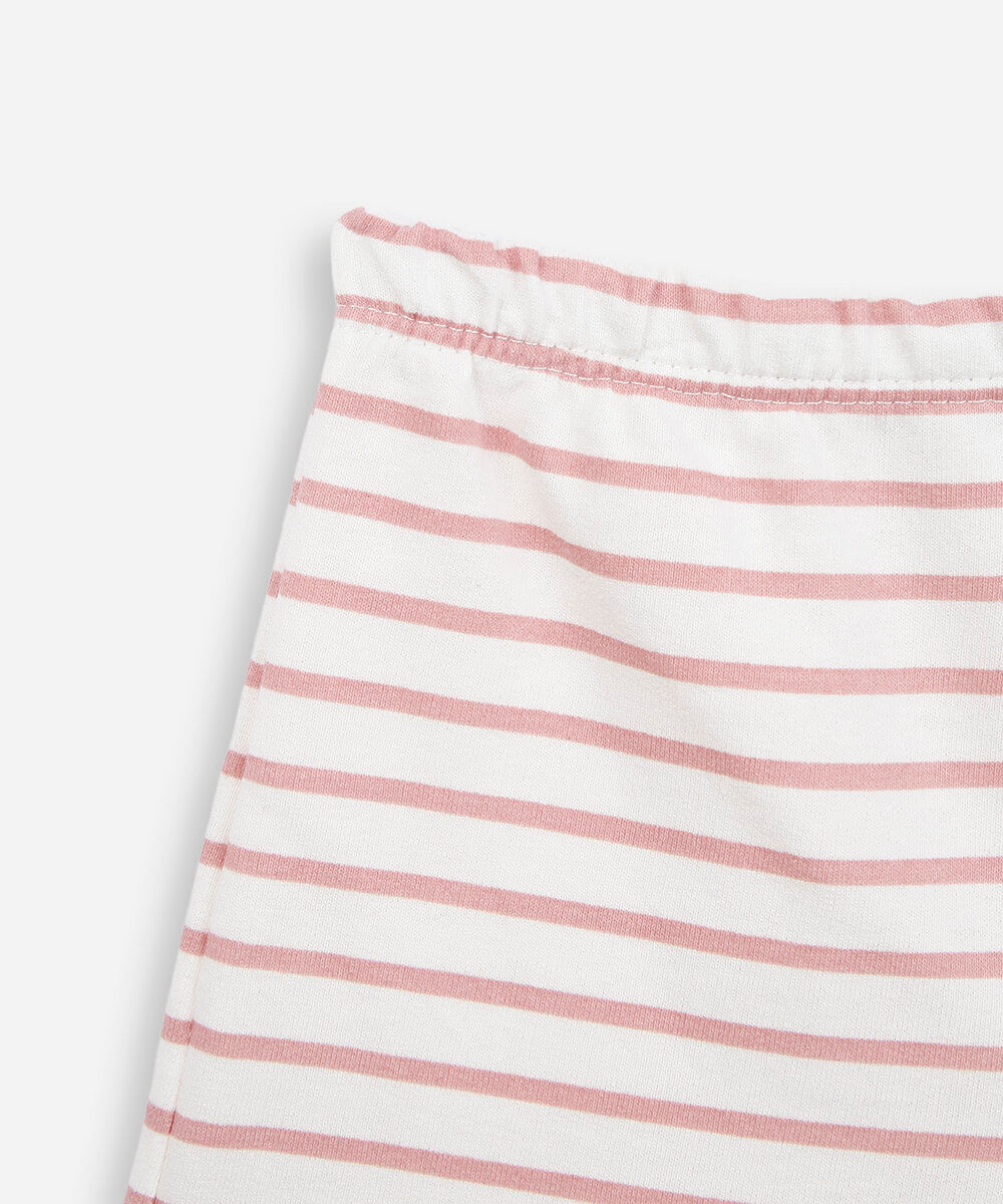 conjunto curto infantil de algodão listrado rosa