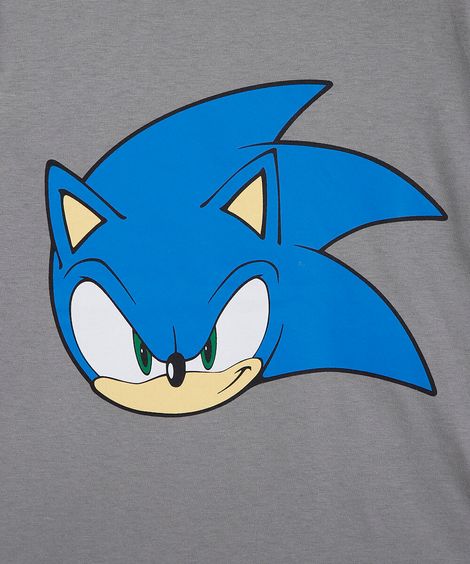 pijama longo infantil de algodão sonic cinza