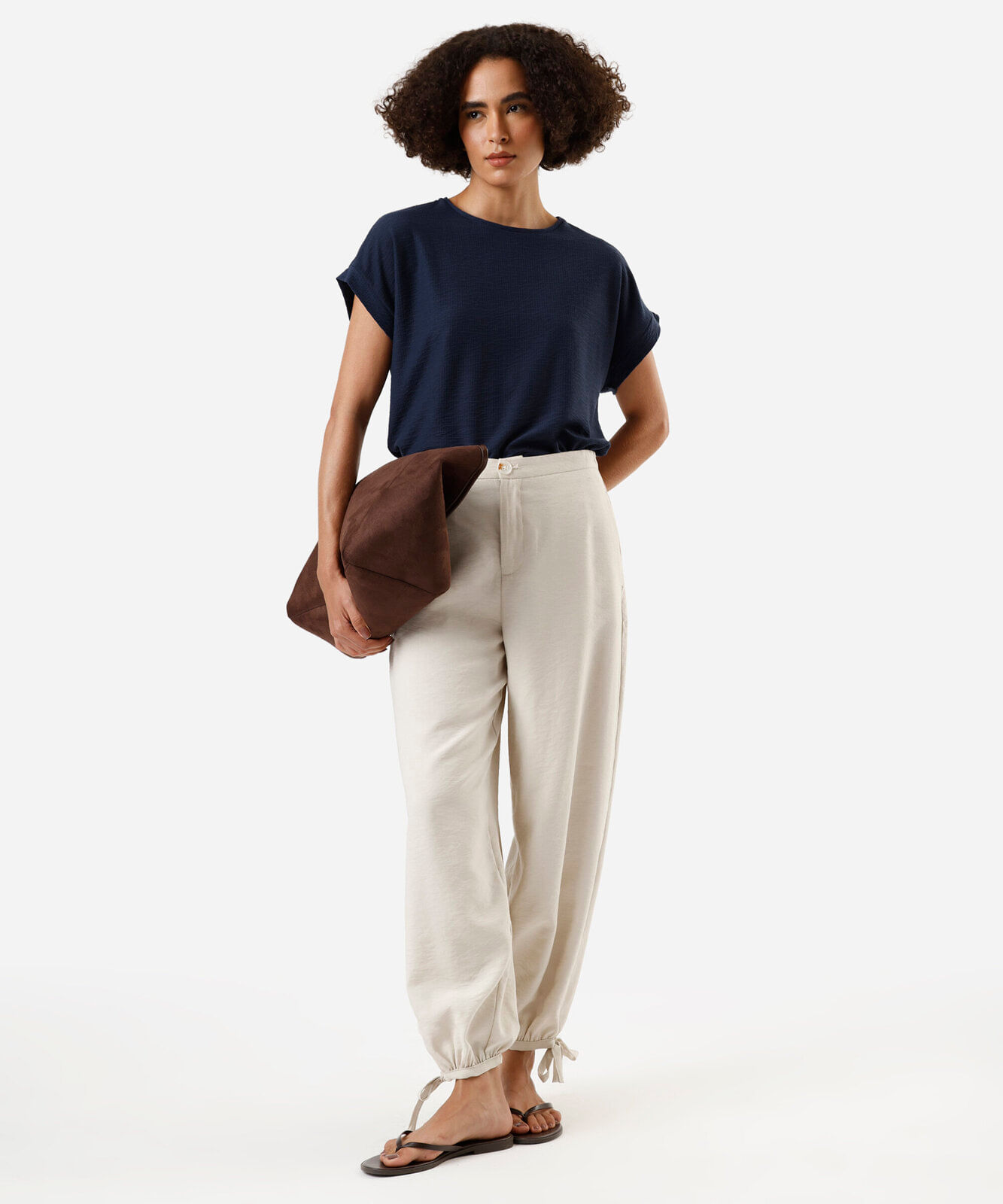 blusa texturizada manga curta azul