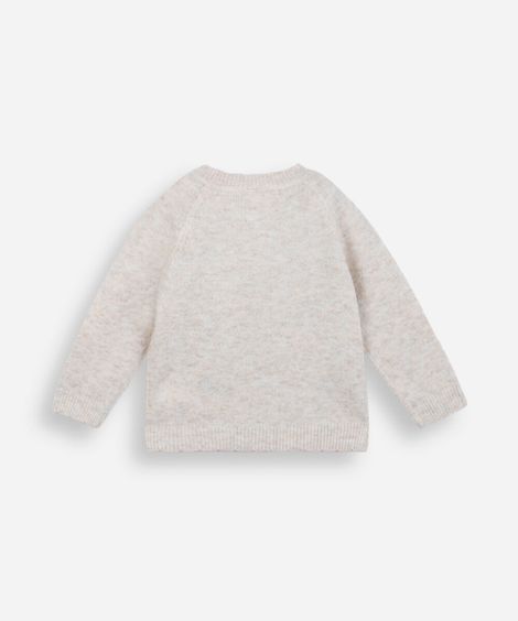 cardigan infantil de tricot cerejas bege