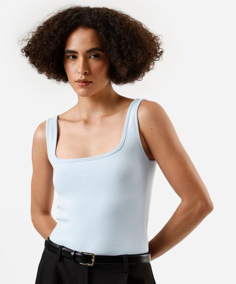 regata feminina decote quadrado azul